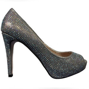 Carvela Kurt Geiger Silver Metallic Lovebird Crystal-embellished Satin Stilettos